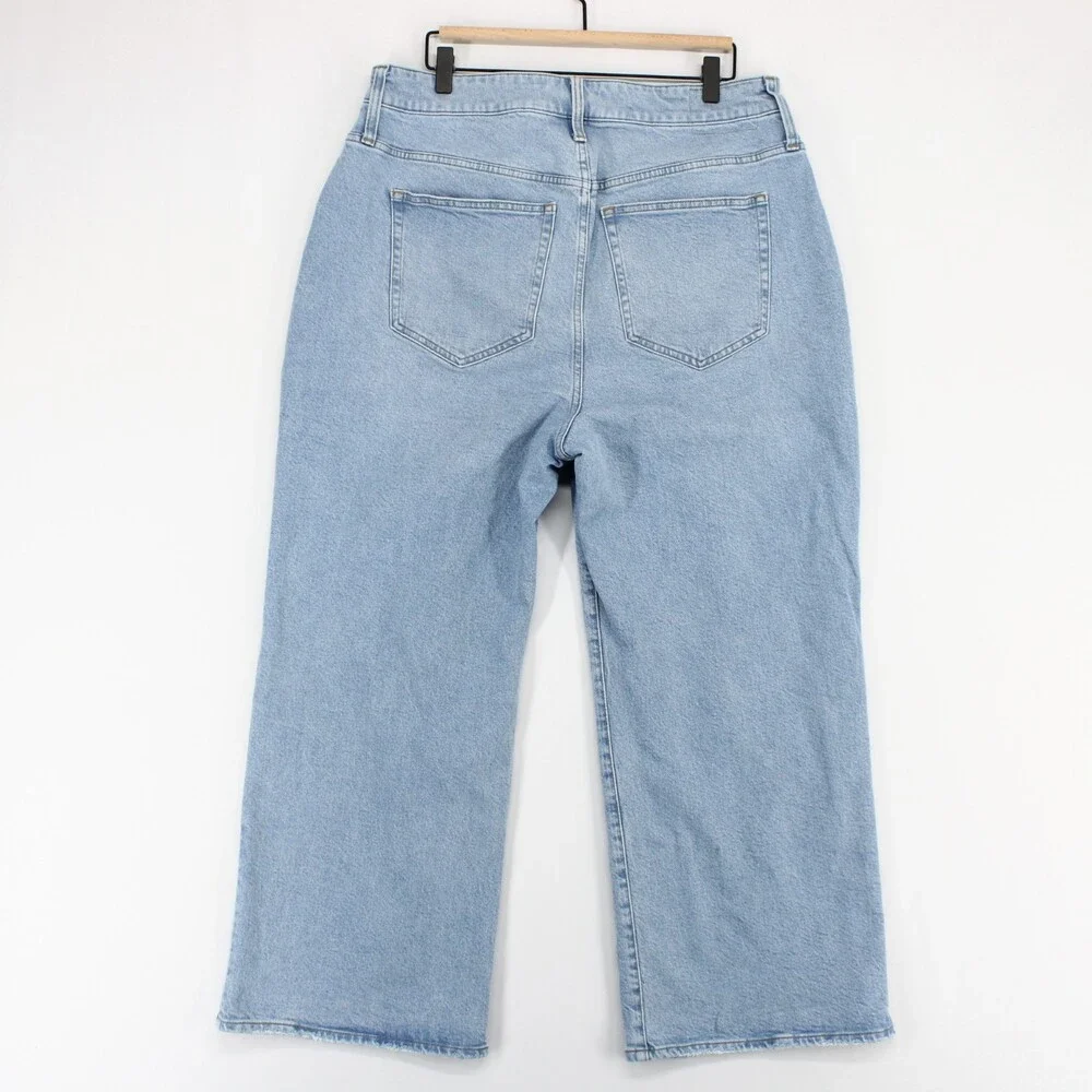 J. Crew Curvy Slim-wide Jeans Womens 33 Blue High Rise Wide Leg Stretch